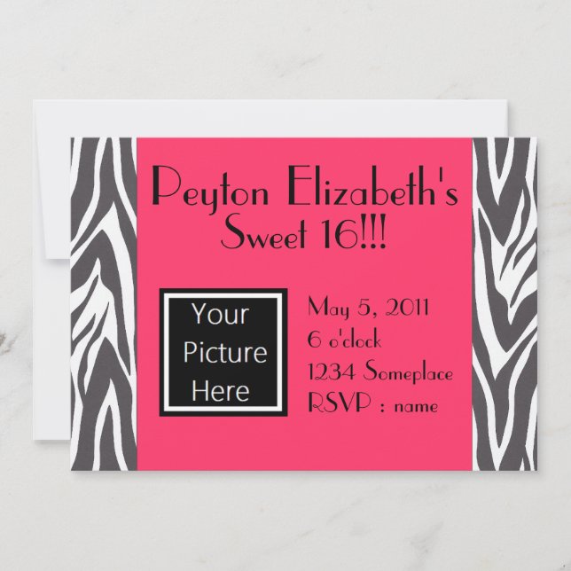 Zebra Pink Birthday Card (Front)