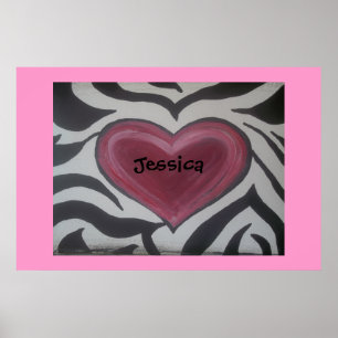 Zebra & Pink Poster Customize add your name