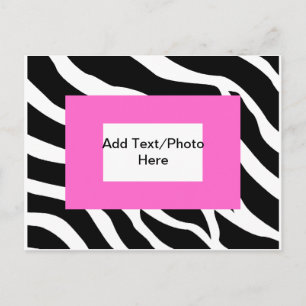 Zebra Pink White Template Postcard