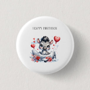 Zebra Plane Birthday 1 Inch Round Button