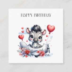 Zebra Plane Birthday Enclosure Card