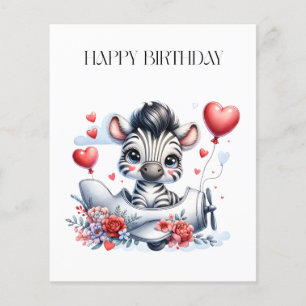 Zebra Plane Birthday Flyer