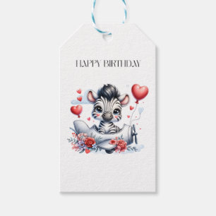 Zebra Plane Birthday Gift Tags