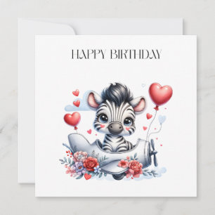 Zebra Plane Birthday Invitation