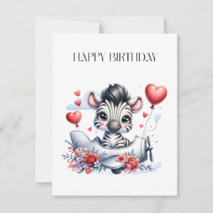 Zebra Plane Birthday Invitation
