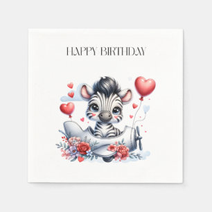 Zebra Plane Birthday Napkin