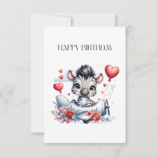 Zebra Plane Birthday RSVP Card