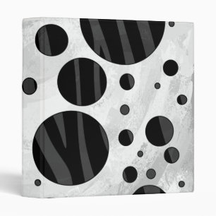 Zebra Polka Dot Black and Grey Print Binder