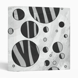 Zebra Polka Dot Black and Light Grey Binder