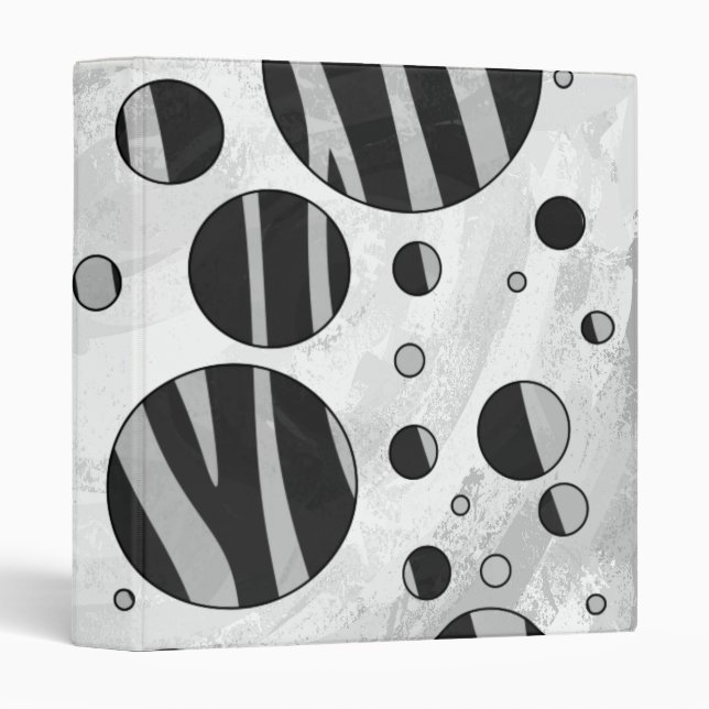 Zebra Polka Dot Black and Light Grey Binder (Front/Spine)