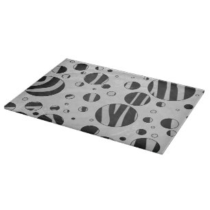 Zebra Polka Dot Black and Light Grey Cutting Board
