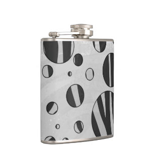 Zebra Polka Dot Black and Light Grey Hip Flask
