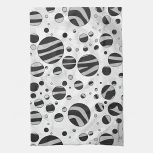 Zebra Polka Dot Black and Light Grey Kitchen Towel