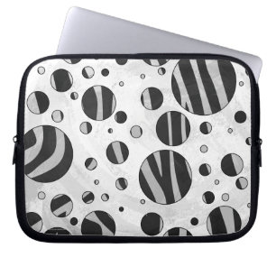 Zebra Polka Dot Black and Light Grey Laptop Sleeve