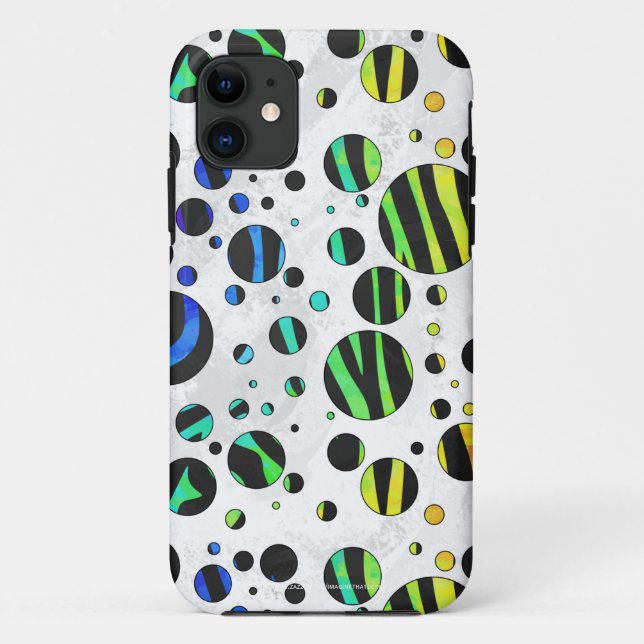Zebra Polka Dot Black and Rainbow Print Case-Mate iPhone Case (Back)