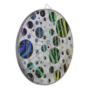 Zebra Polka Dot Black and Rainbow Print Dartboard