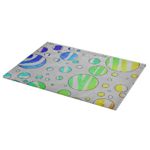 Zebra Polka Dot Rainbow and White Print Cutting Board