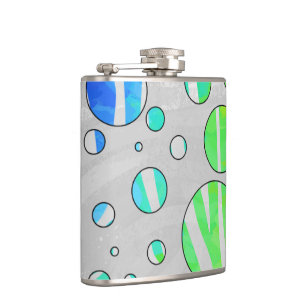 Zebra Polka Dot Rainbow and White Print Hip Flask