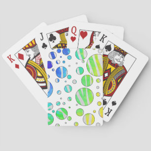 Zebra Polka Dot Rainbow and White Print Playing Cards