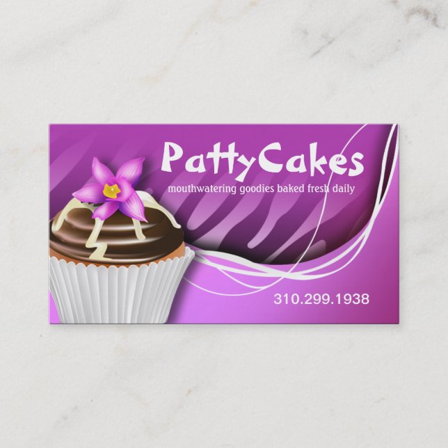 Zebra Pop Cupcakes - ombre purple Business Card (Front)