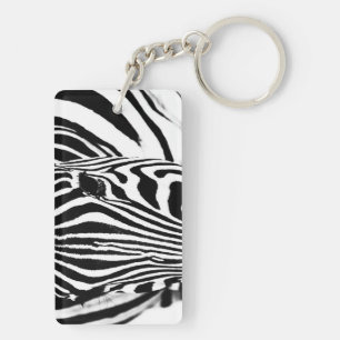 Zebra portrait black and white keychain