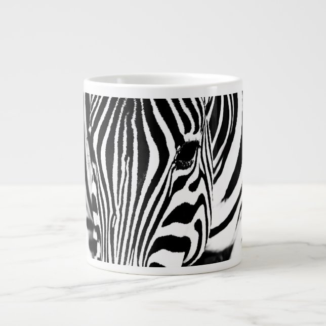 Zebra portrait black and white large coffee mug (Front)