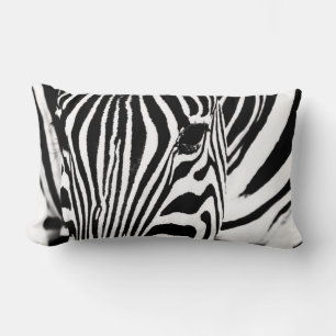 Zebra portrait black and white photo lumbar pillow