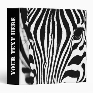 Zebra portrait black and white photo with text binder