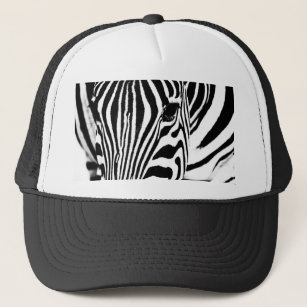 Zebra portrait black and white trucker hat