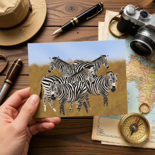 Zebra Postcard African Wildlife Safari