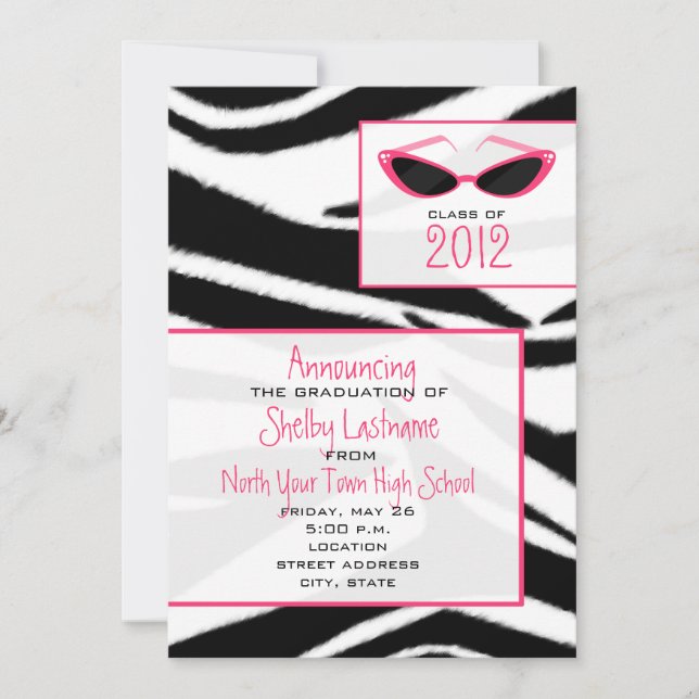 Zebra Print 2012 Graduation Announcement (Front)