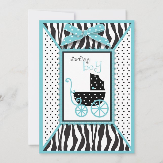 Zebra Print and Baby Carriage Baby Shower Invitation (Front)