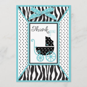 Zebra Print and Baby Carriage Thank You Card