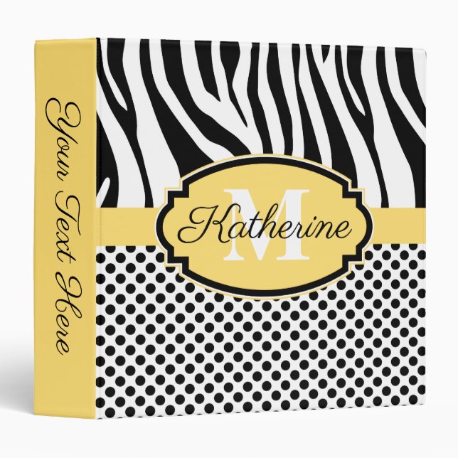 Zebra Print and Dots Pattern Binder (Front/Spine)
