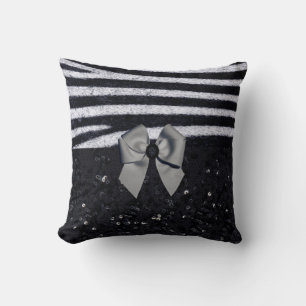 Zebra Print and Glitters Double Face Throw Pillow