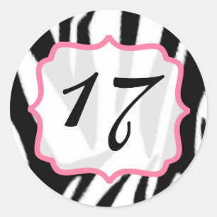 Zebra Print and Pink  Birthday Sticker