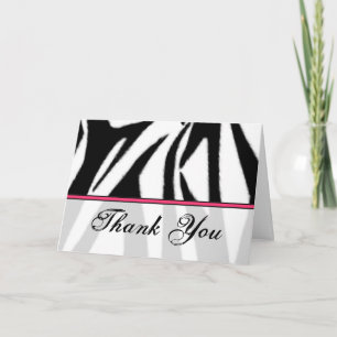 Zebra Print and Pink Thank You Card