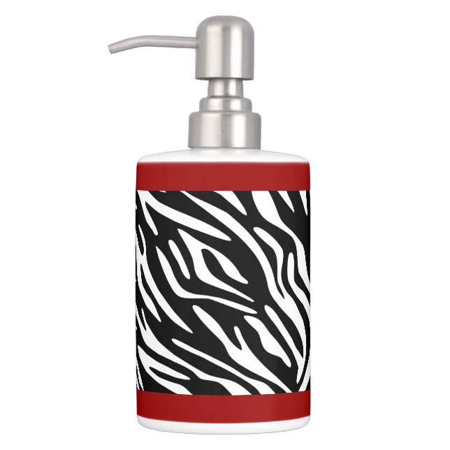 Zebra Print and Red Holder Soap Dispenser (Left)