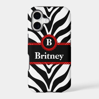 Zebra Print and Red Lace Monogram Name