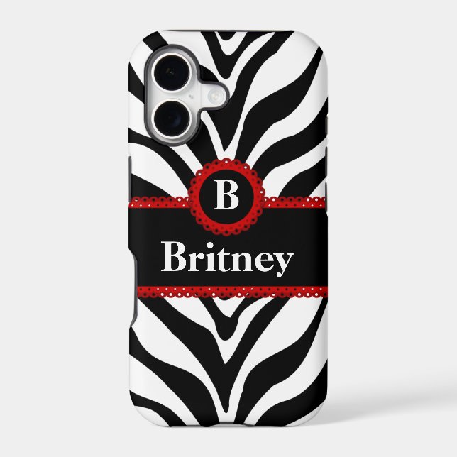 Zebra Print and Red Lace Monogram Name (Back)