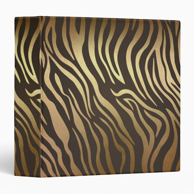 Zebra Print Animal Skin Print Modern Glam Gold Binder (Front/Spine)