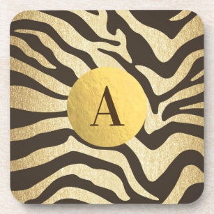 Zebra Print Animal Skins Skin Modern Glam Gold Coaster