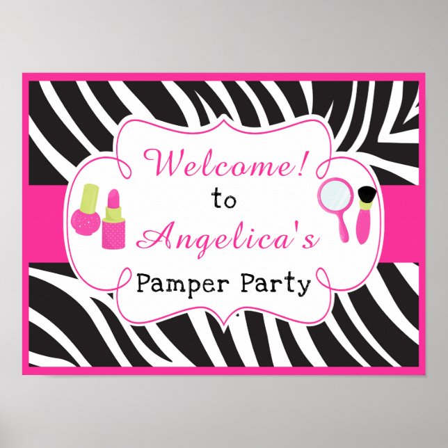Zebra print Anniversaire Pamper Party Poster (Devant)