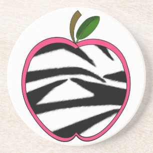Zebra Print Apple Teacher Coaster