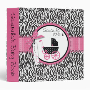 Zebra Print & Baby Carriage Baby Album Binder