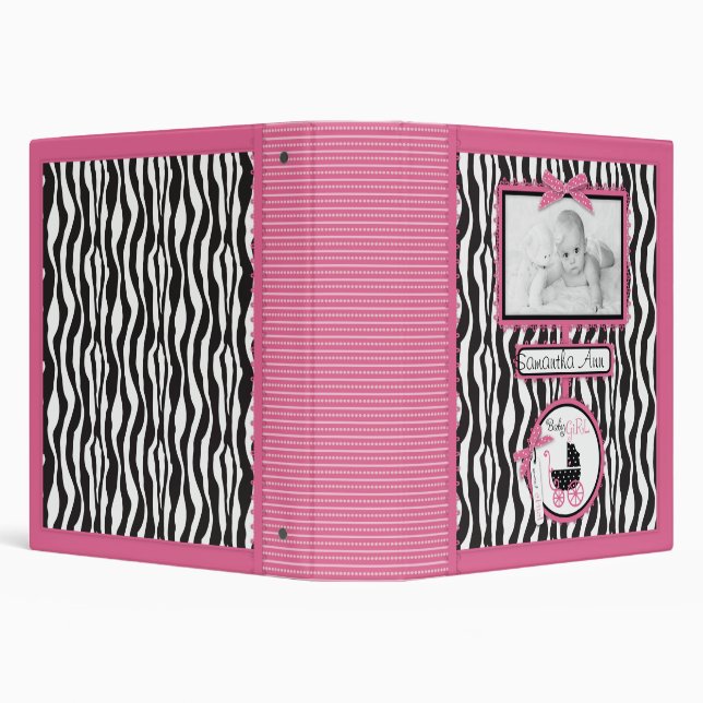 Zebra Print & Baby Carriage Photo Album Binder (Background)