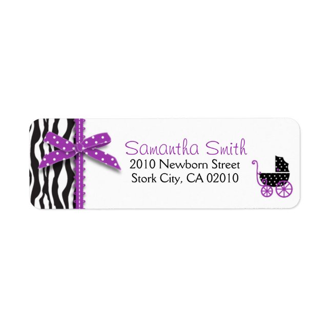 Zebra Print & Baby Carriage Return Label (Front)