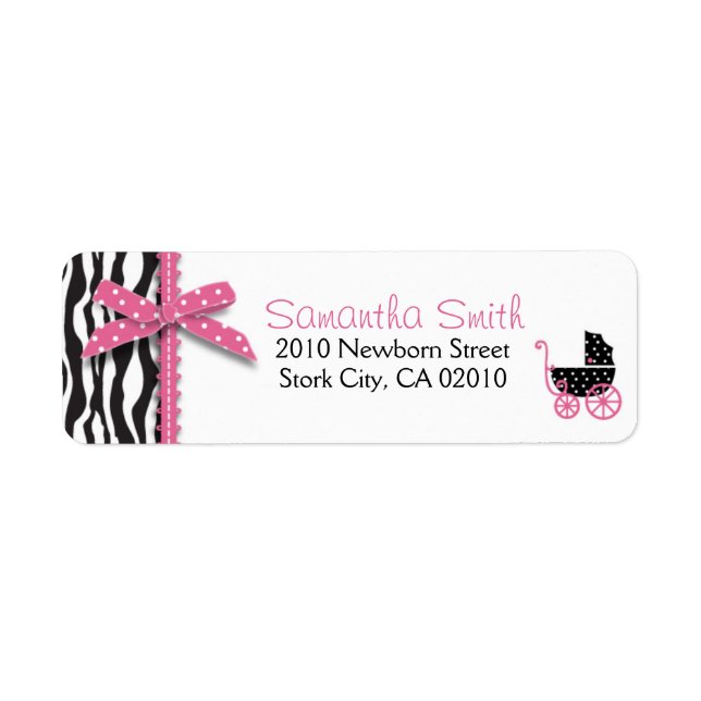 Zebra Print & Baby Carriage ReturnLabel (Front)