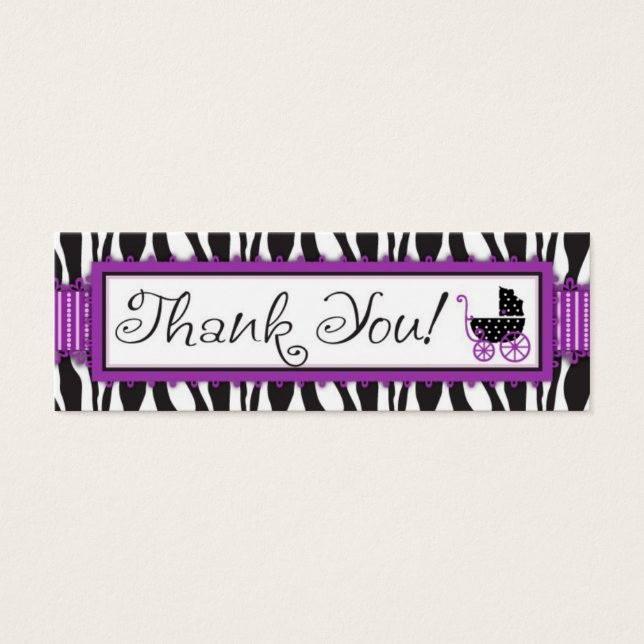 Zebra Print & Baby Carriage Thank You Gift Tag (Front)