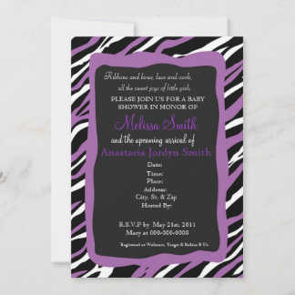 Zebra Print Baby Shower Invitation - Purple